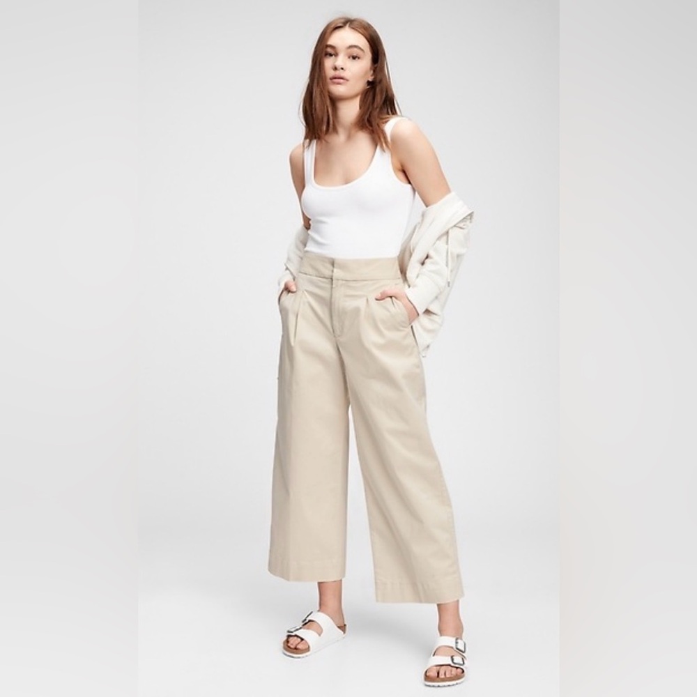 GAP Navy Wide-Leg Khaki Pants